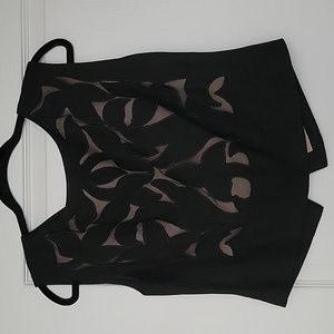 Nic+Zoe Special Edition black sleeveless top with sheer leaf detail